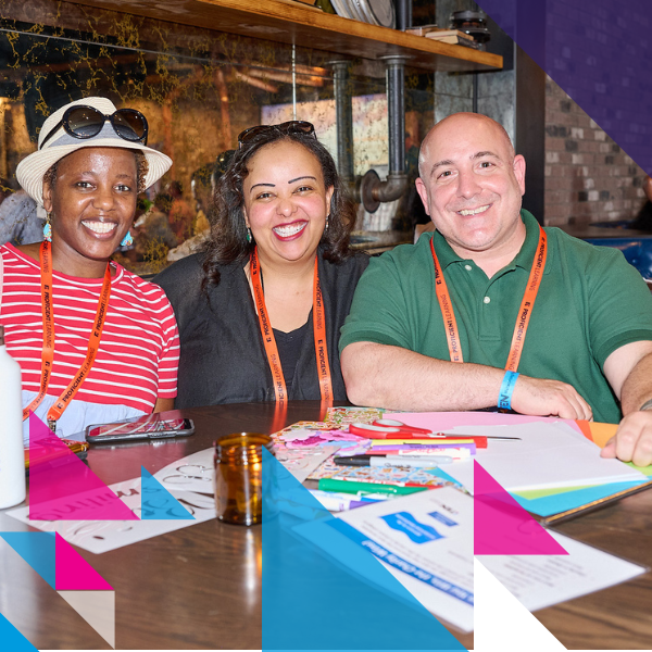 three colleagues at a networking event